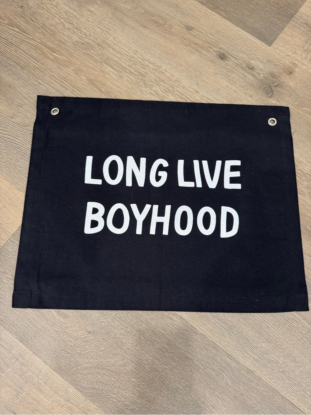 Black 'Long Live Boyhood' Canvas Pouch Bag
